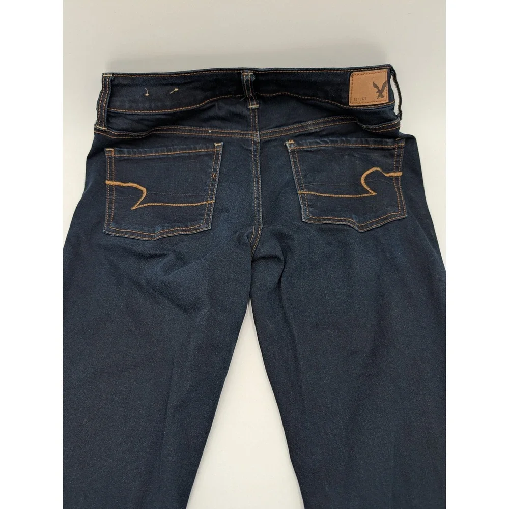 American Eagle Super Stretch Jeggings Dark Wash Indigo Low Rise Size 4 Long EUC